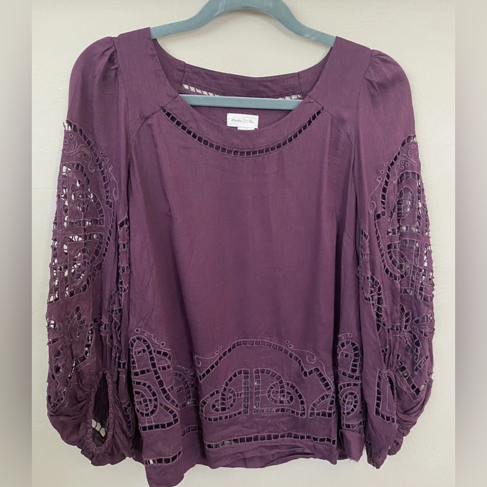 Anthropologie Eyelet Meadow Rue Blouse Size 6